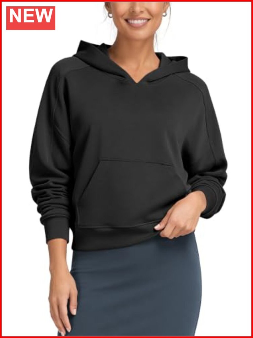 Modal Soft Long Sleeve Cropped Hoodie Oversized Pullover Sweatshirt